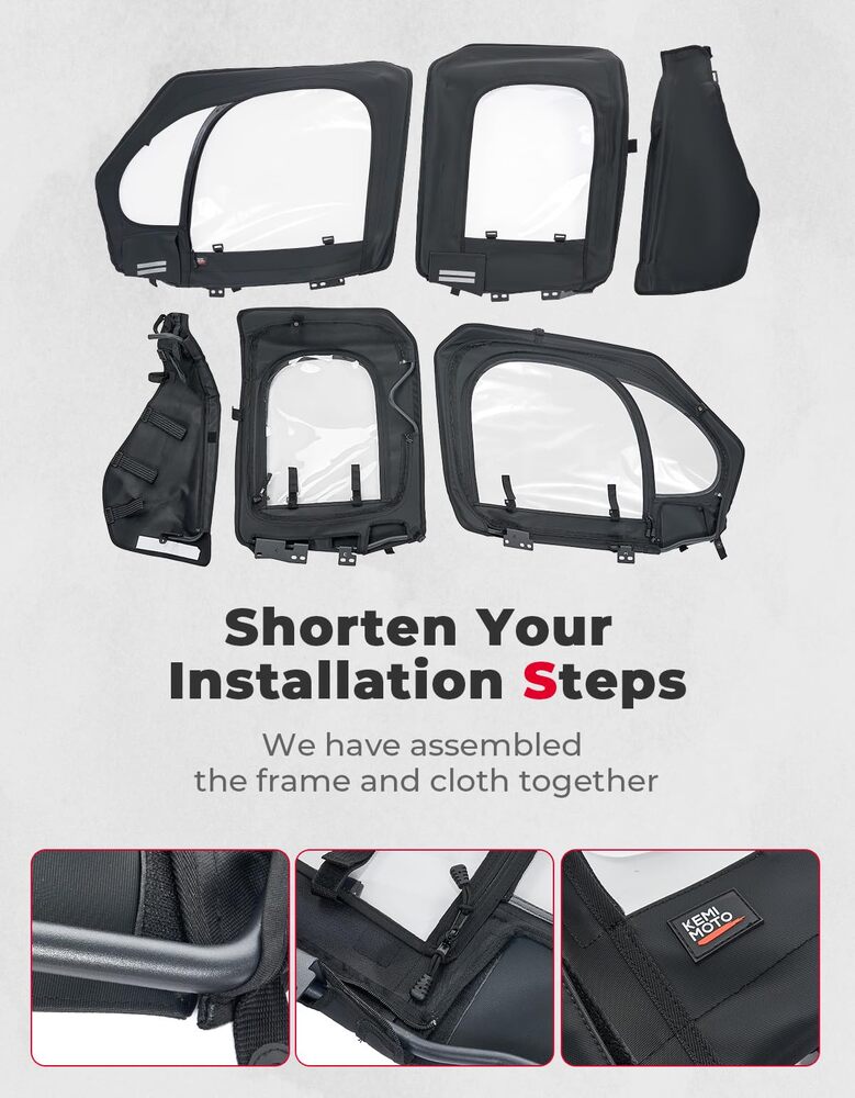 Kemimoto '19-'23 Polaris RZR XP 4 1000 Soft Upper Doors With Metal Door Frame