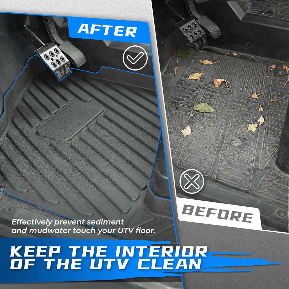 Kemimoto '19-'24 Polaris Ranger Crew XP 1000 Floor Mats - 4 Pcs