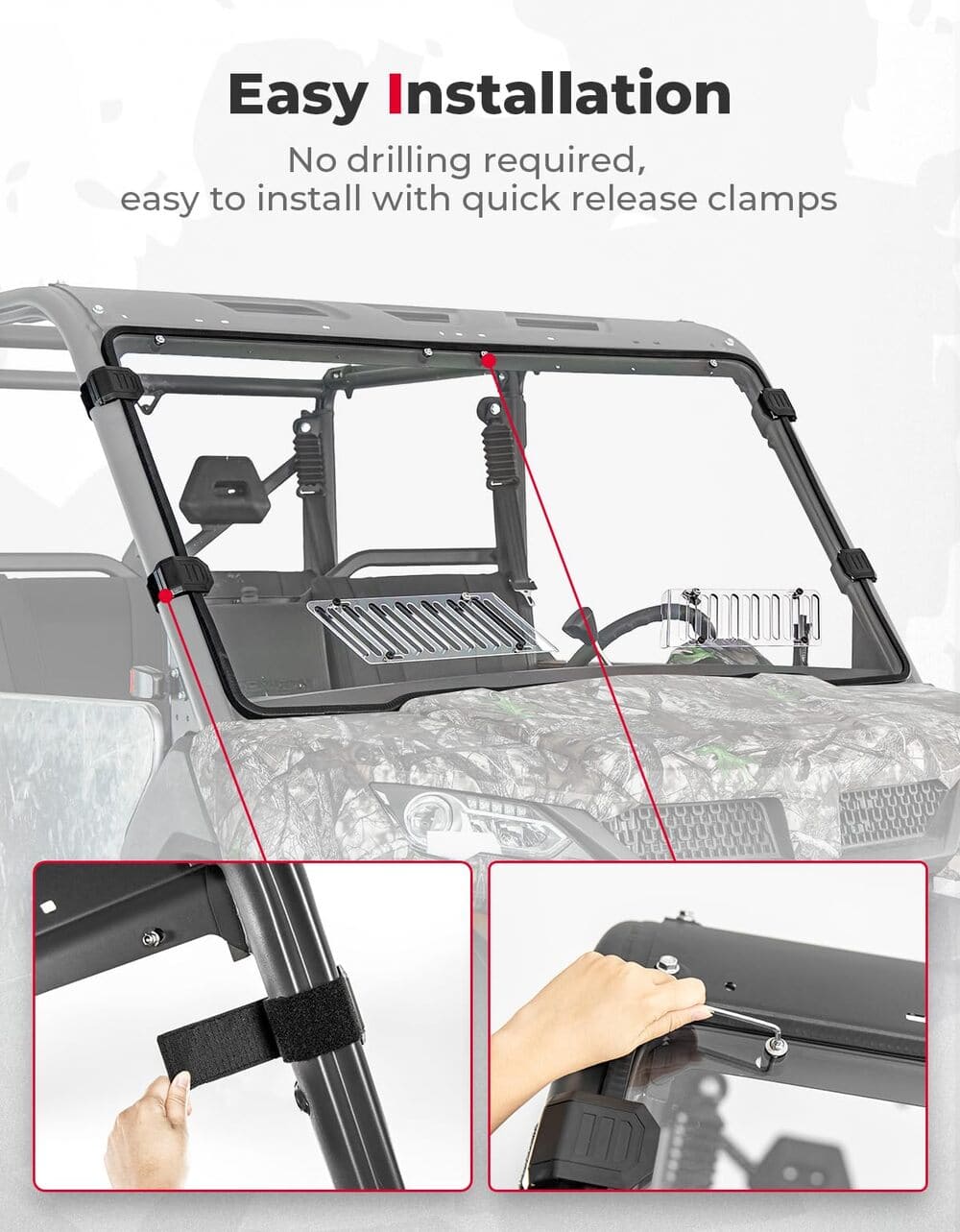 Kemimoto '19-'25 CFMoto UForce 1000 Airflow Sliding Vented Front Windshield