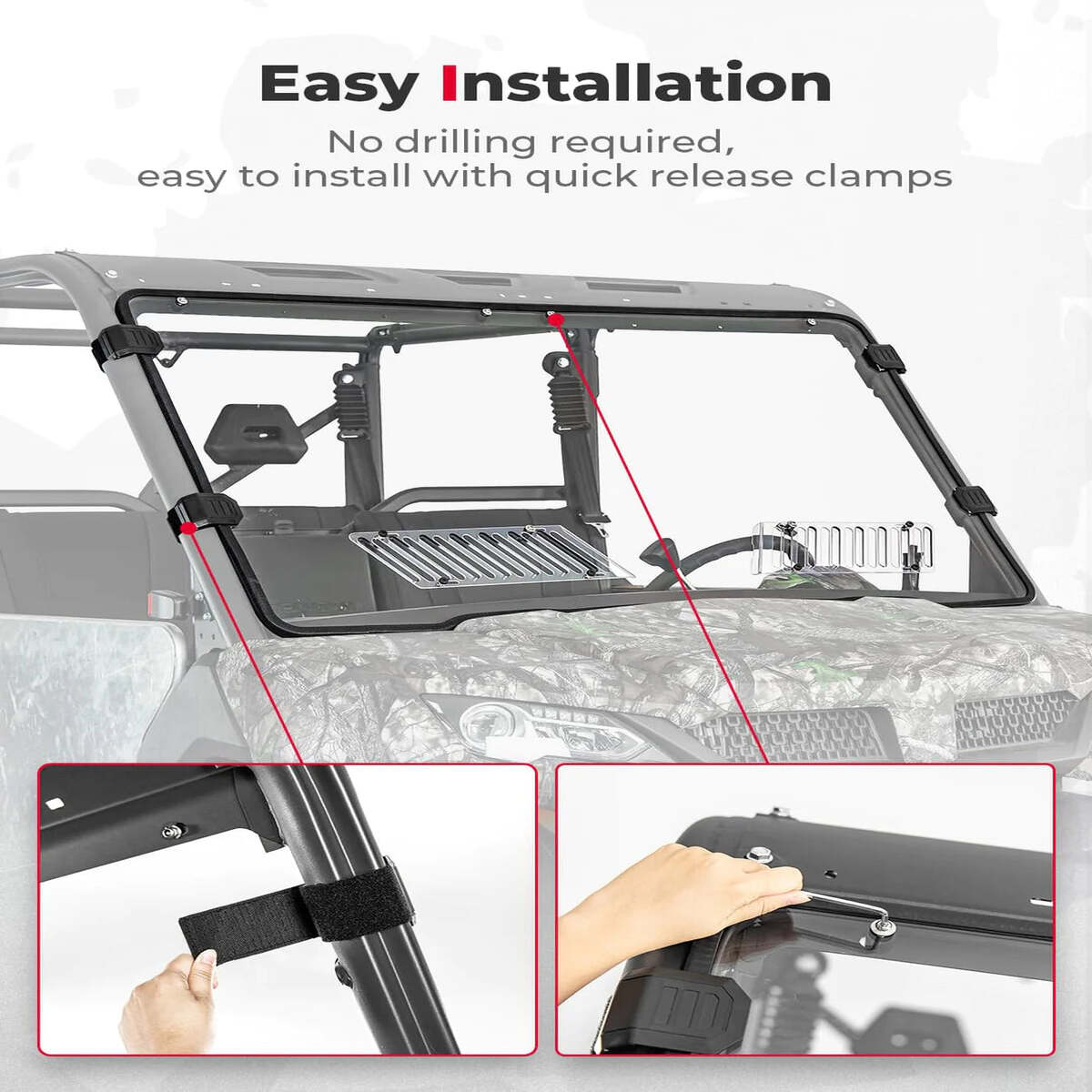 Kemimoto '19-'25 CFMoto UForce 1000 Airflow Sliding Vented Rear & Front Windshield