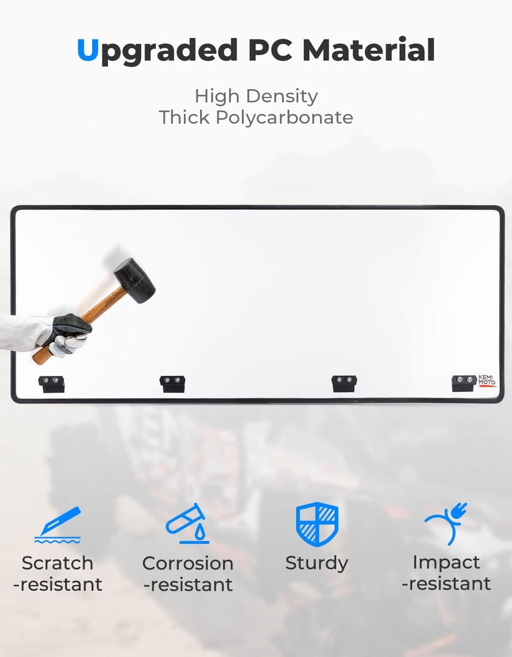 Kemimoto '19-'25 CFMoto UForce 1000 Clear 2-Sided Hard Coated Rear Windshield