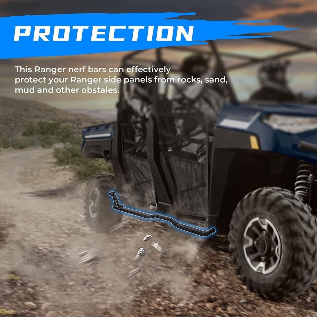 Kemimoto '19-'25 Polaris Ranger Crew XP 1000 Nerf Bars Rock Sliders