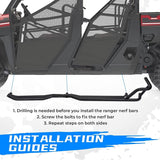 Kemimoto '19-'25 Polaris Ranger Crew XP 1000 Nerf Bars Rock Sliders