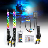 Kemimoto 1Ft/ 2Ft 2 PCS Spiral Whip Light Bluetooth Control