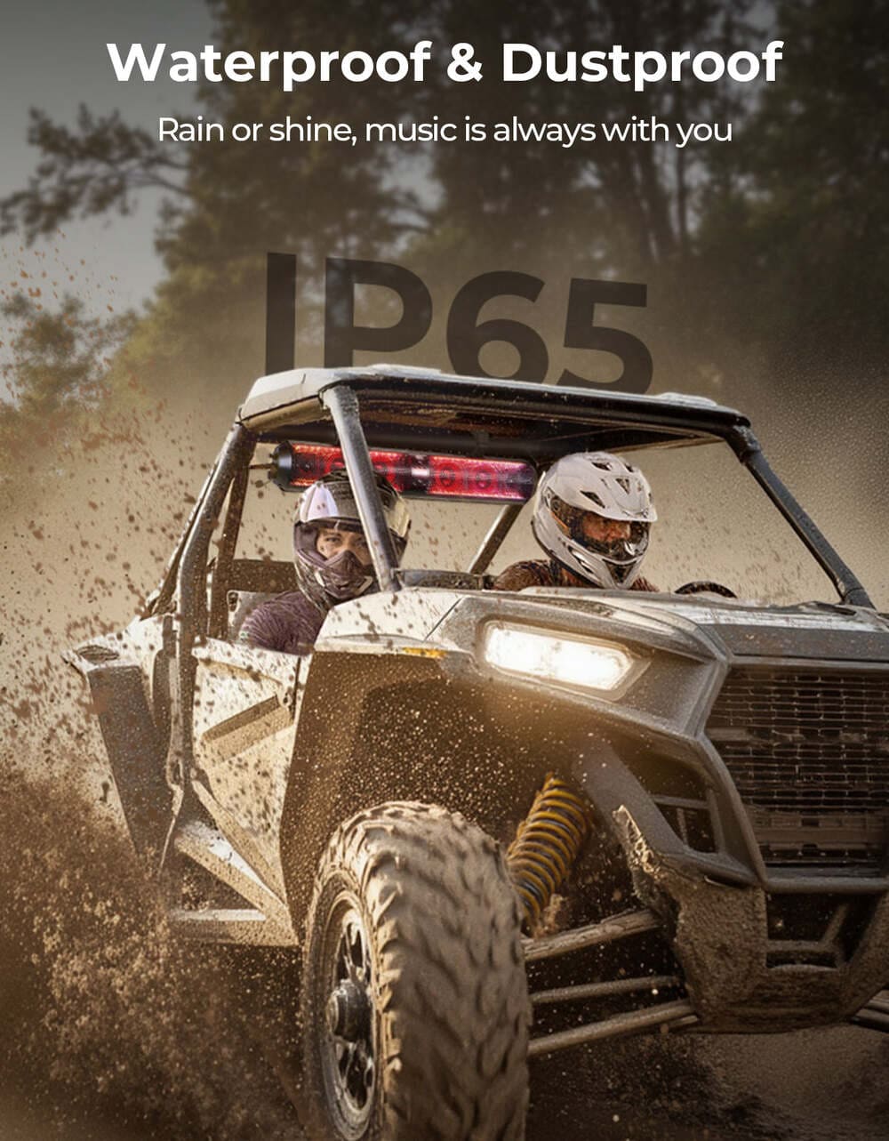 Kemimoto Polaris RZR 1.56"- 2.25" Roll Bar SXS Speaker RGB UTV Soundbar - 28"