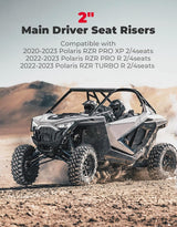 Kemimoto '20-'23 Polaris RZR PRO XP 2" Main Driver Seat Risers - 4 Pieces