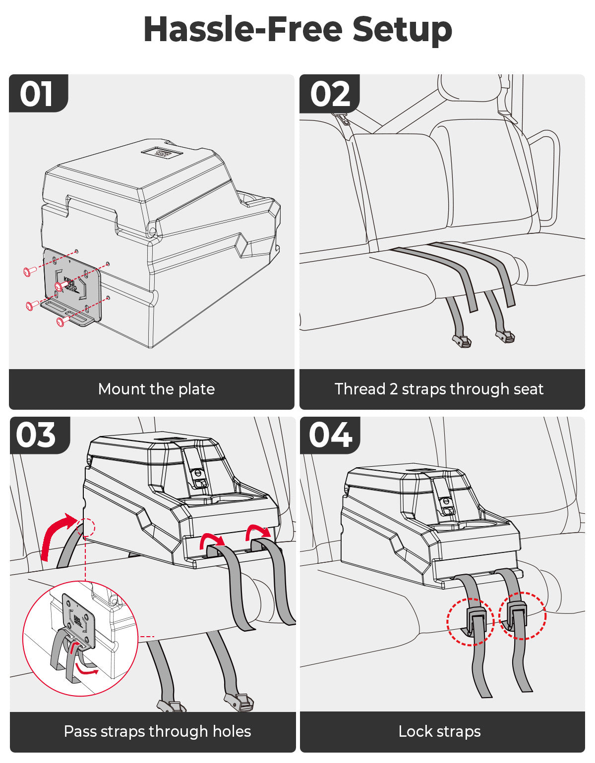 Kemimoto '20-'24 Polaris Ranger XP 1000/ Crew UTV Bench Seat Center Console Box
