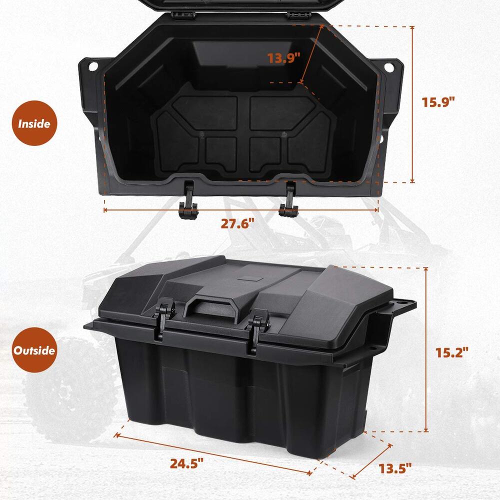 Kemimoto '20-'24 Polaris RZR Pro XP 73 QT Rear Storage Bed Box