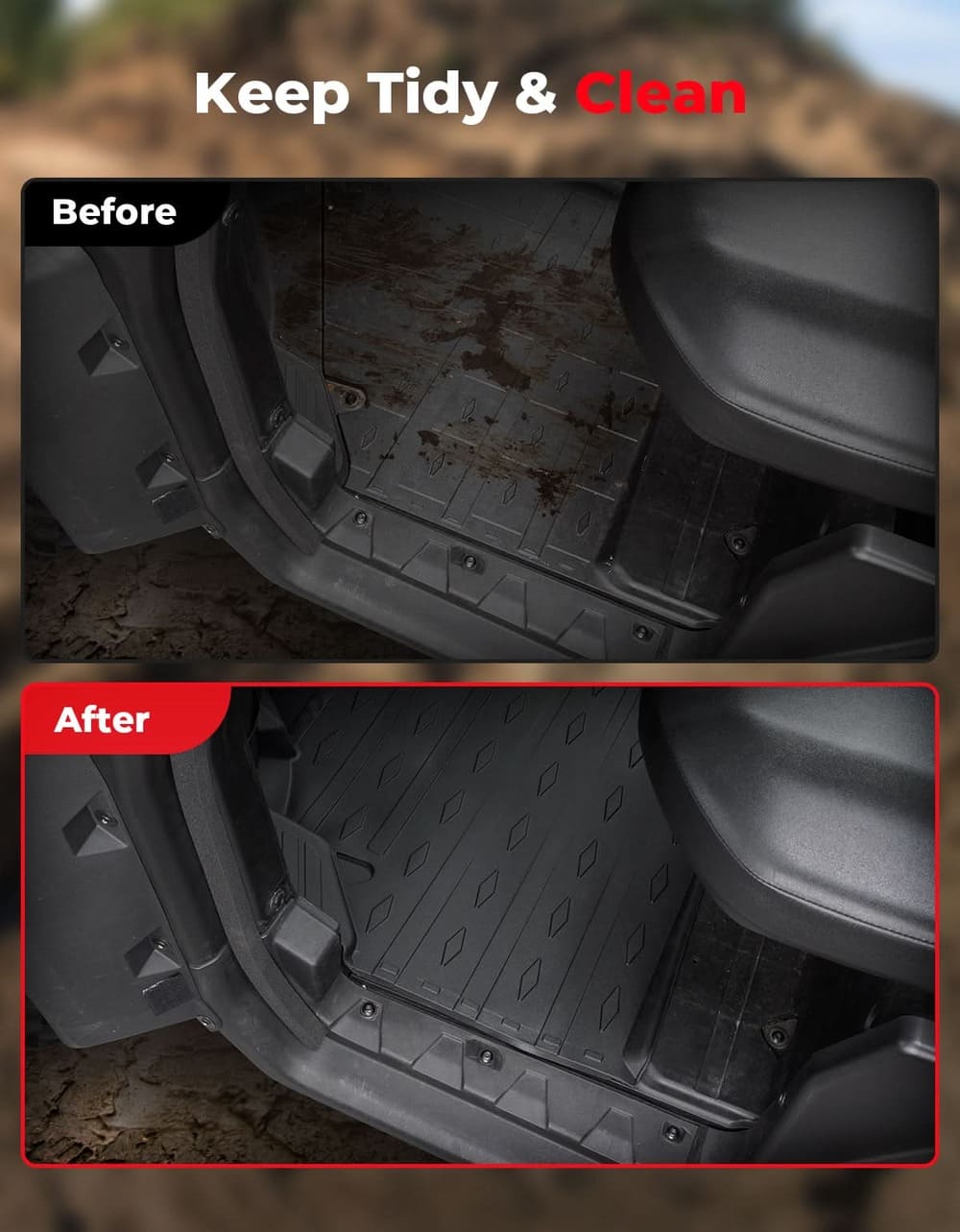 Kemimoto '20–'25+ Can-Am Defender Weather Rubber Floor Mats - 4Pcs