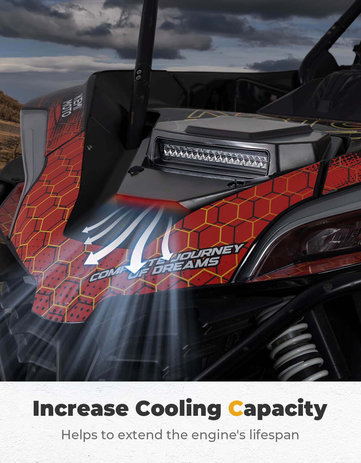 Kemimoto '20+ CFMoto ZForce 950 UTV Hood Scoop w/ Light