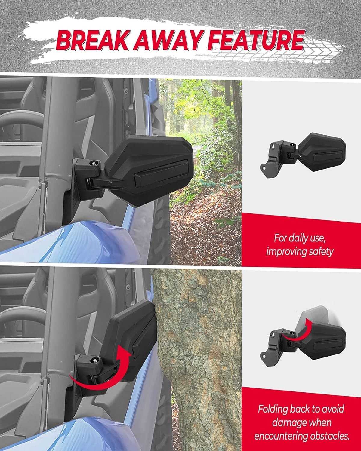 Kemimoto '21+ Can-Am Commander 700 & 1000R One Pair Side Mirrors