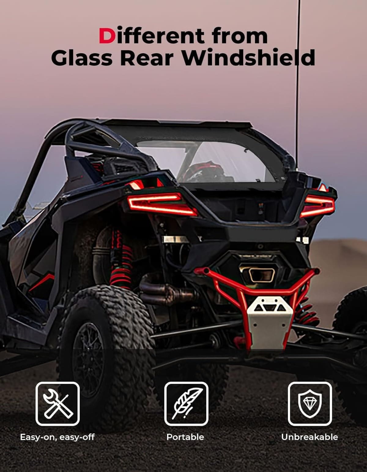Kemimoto '22-'24 Polaris RZR Pro R Soft Rear Windshield