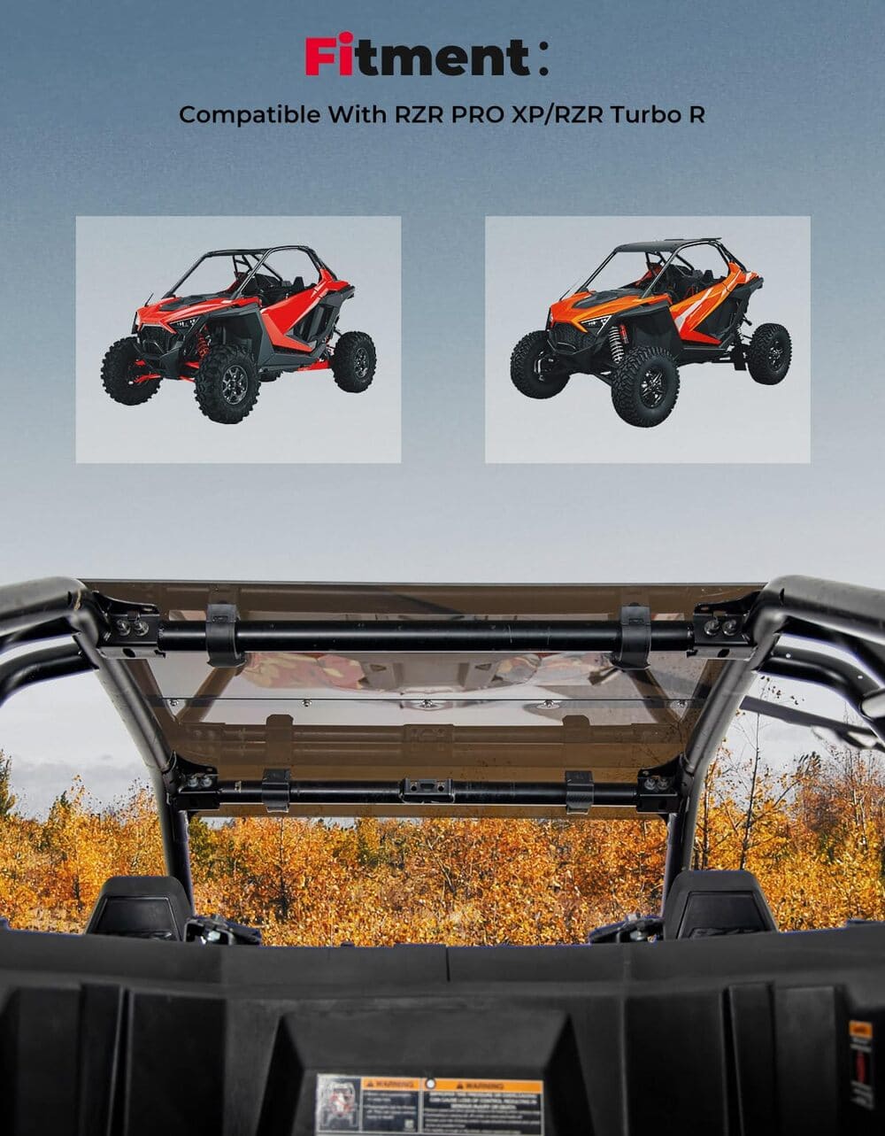 Kemimoto '22-'24 Polaris RZR Turbo R Heavy Duty Tinted PC Top Roof