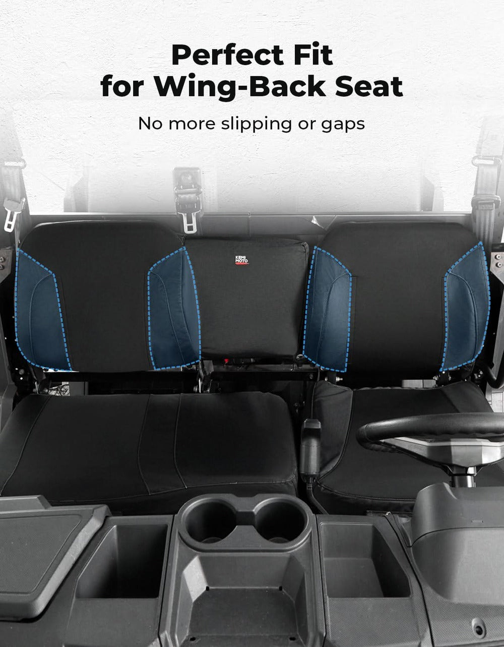 Kemimoto '22-'25 Polaris Ranger Crew XP 1000 UTV Wingback Seat Cover Set