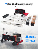 Kemimoto 220lbs Heavy Duty Folding Beach Wagon Cart