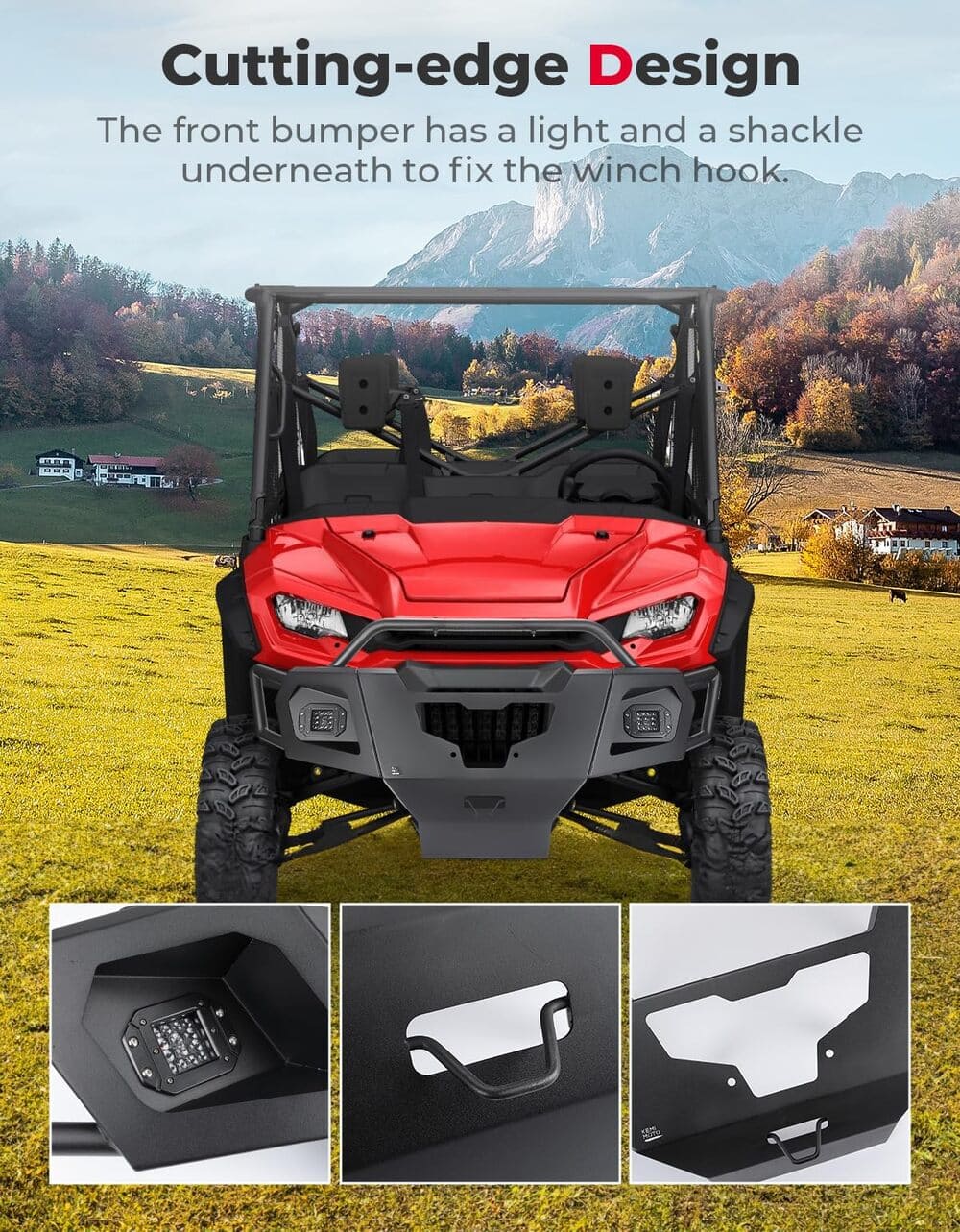 Kemimoto '23-'24 Honda Pioneer 1000-6 UTV Front Bumper with Lights