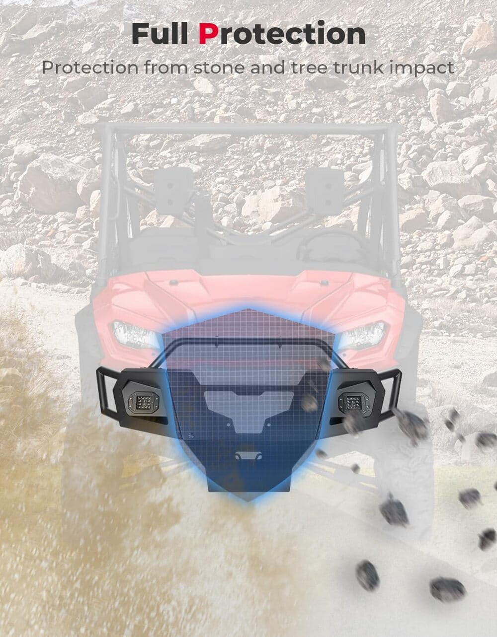 Kemimoto '23-'24 Honda Pioneer 1000-6 UTV Front Bumper with Lights