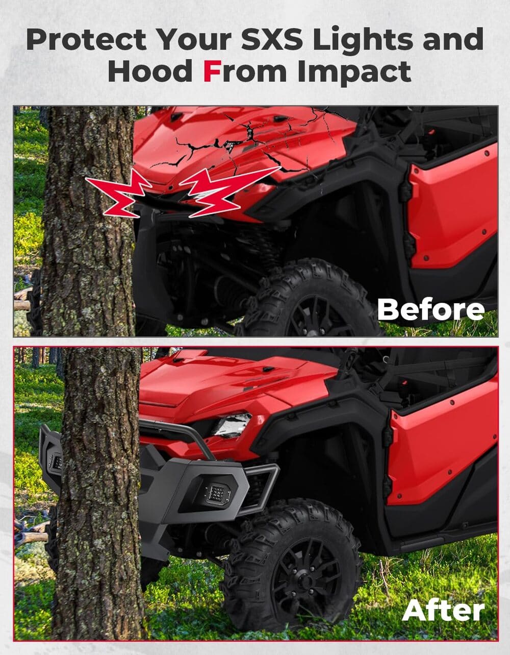 Kemimoto '23-'24 Honda Pioneer 1000-6 UTV Front Bumper with Lights