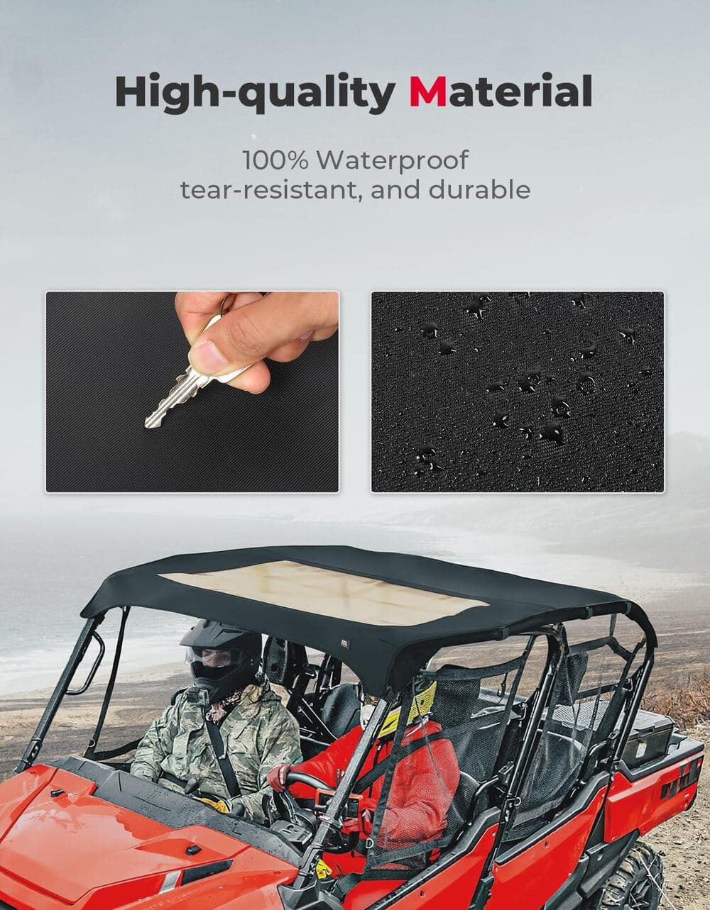 Kemimoto '23+ Honda Pioneer 1000-6 UTV Water Resistant Sunshade Canvas Roof