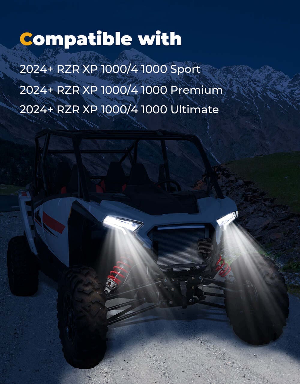 Kemimoto '24-'25 Polaris RZR XP 1000 24W LED Headlight