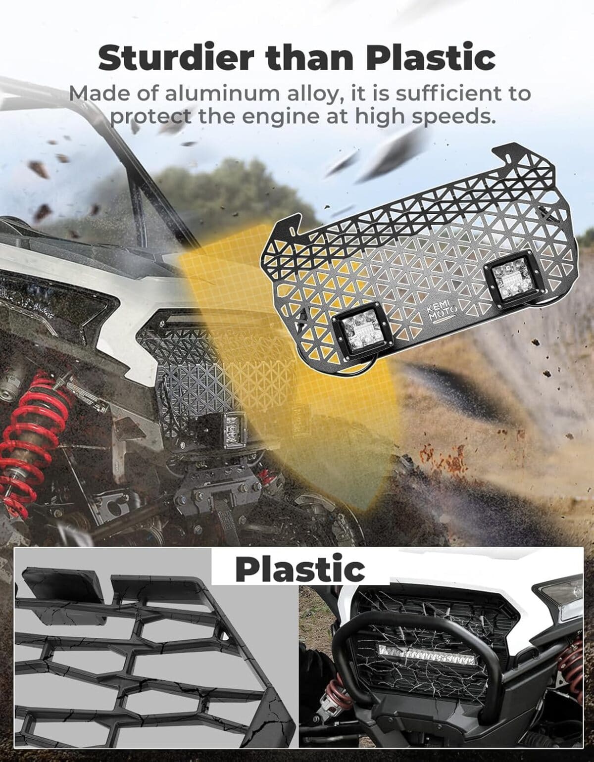 Kemimoto '24-'25 Polaris RZR XP 1000 Aluminum Front Grill w/ Light