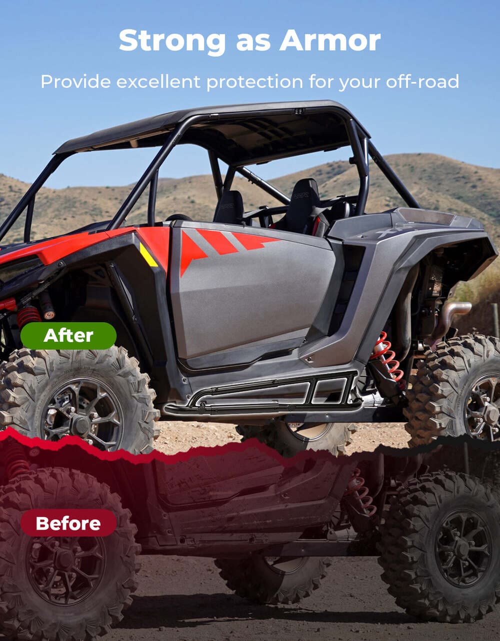 Kemimoto '24-'25 Polaris RZR XP 1000 Heavy Duty Steel Nerf Bars Rock Sliders