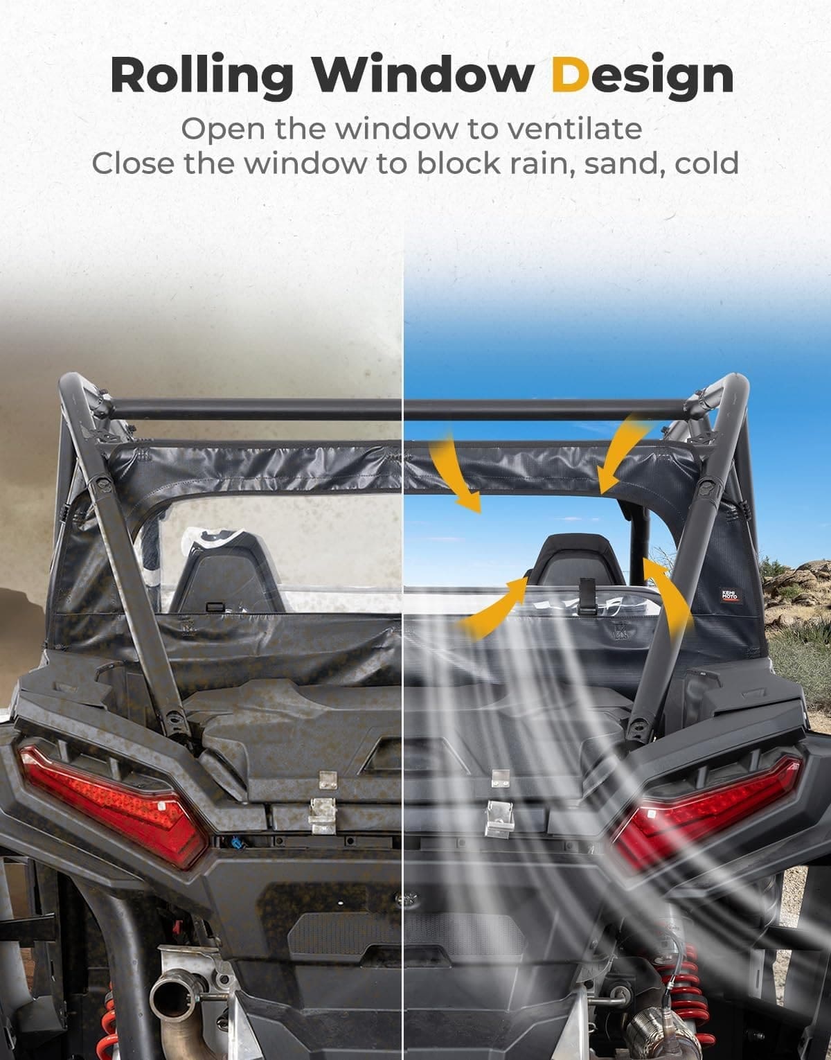 Kemimoto '24-'25 Polaris RZR XP 1000/XP 4 1000 Soft Rear Windshield