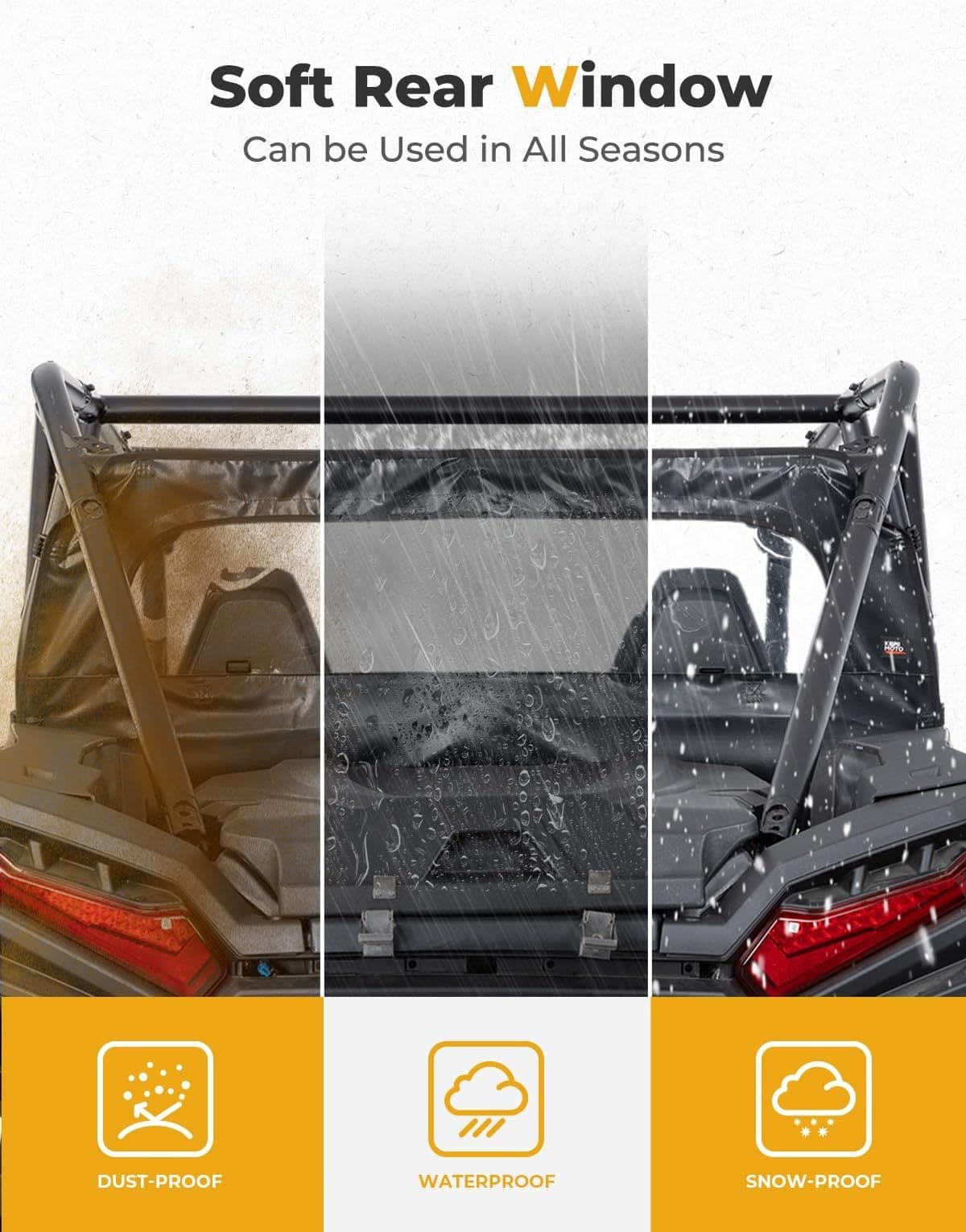 Kemimoto '24-'25 Polaris RZR XP 1000/4 1000 Soft Rear Windshield