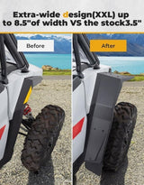 Kemimoto '24-'25 Polaris RZR XP 4 1000 8.5" Fender Flares Extended Mud Flaps - 4 Pcs