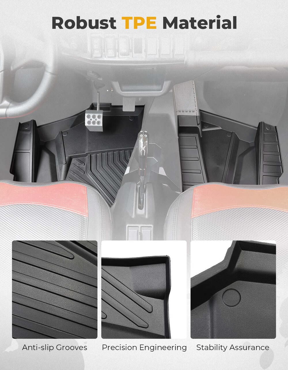 Kemimoto '24-'25 Polaris RZR XP 4 1000 Front TPE Floor Mats