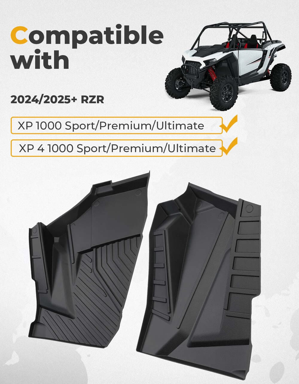 Kemimoto '24-'25 Polaris RZR XP 4 1000 Front TPE Floor Mats