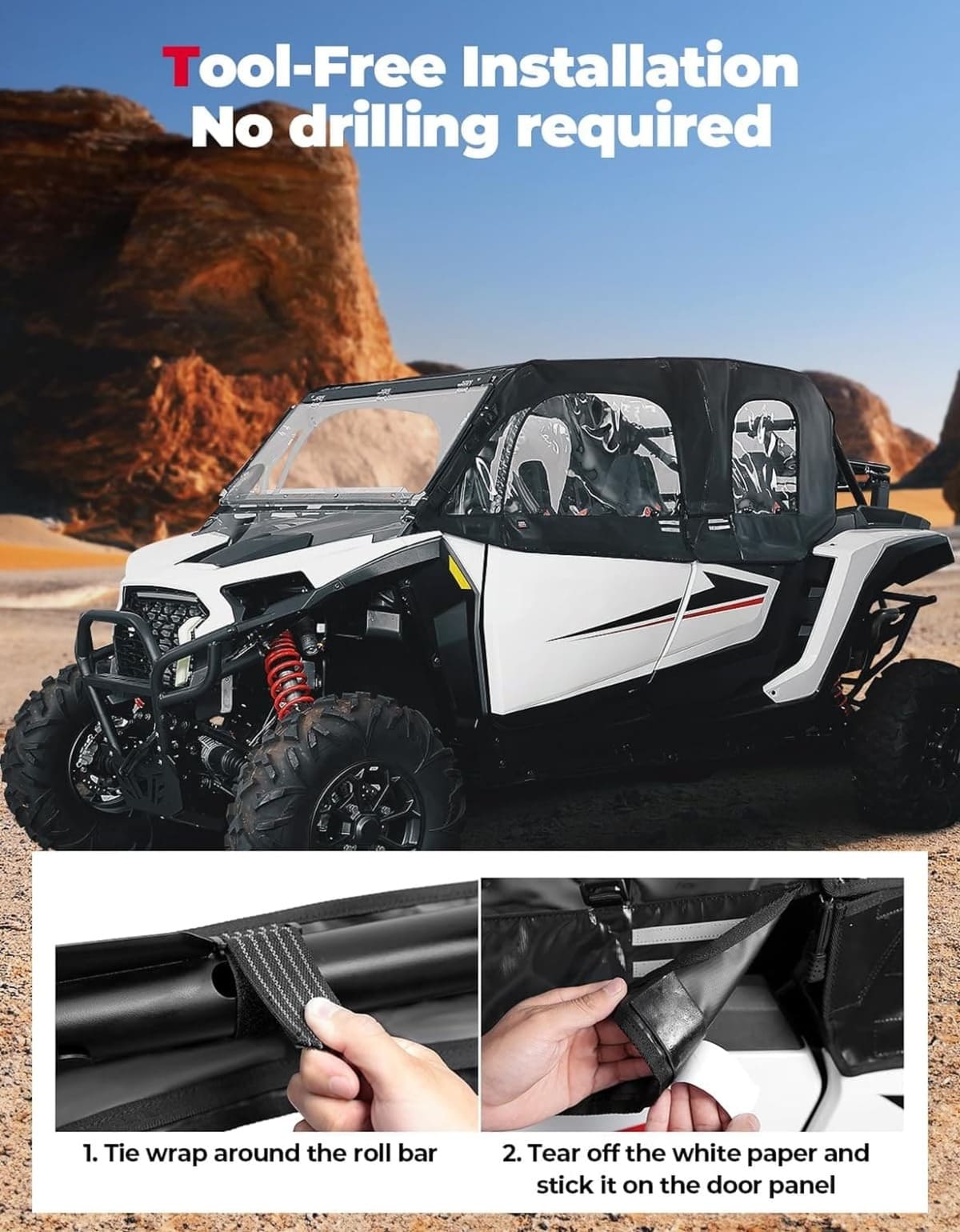 Kemimoto '24-'25 Polaris RZR XP 4 1000 Soft Cab Enclosure Upper Doors