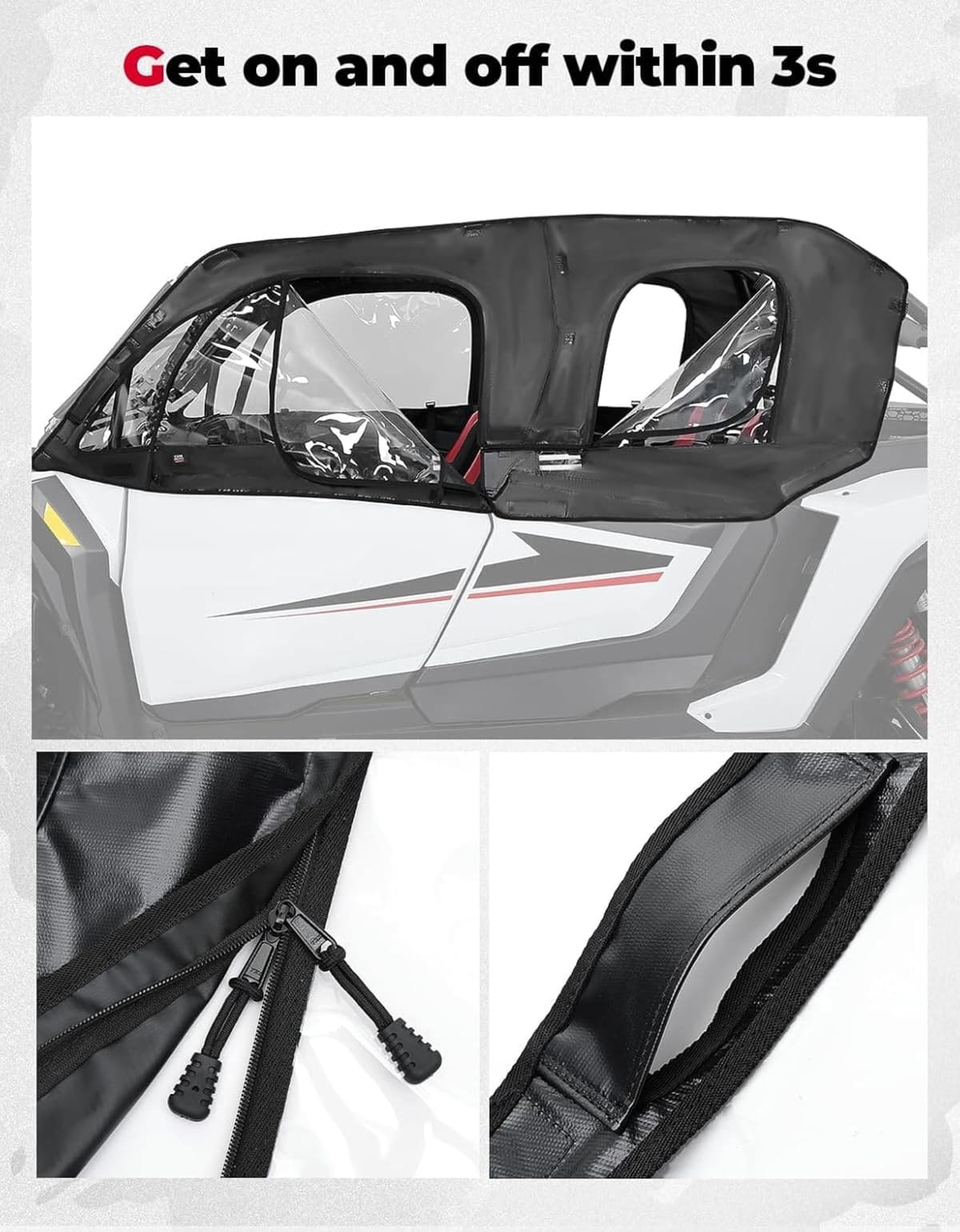 Kemimoto '24-'25 Polaris RZR XP 4 1000 Soft Cab Enclosure Upper Doors