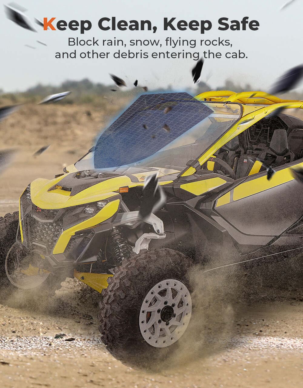 Kemimoto '24+ Can-Am Maverick R Front Full Windshield