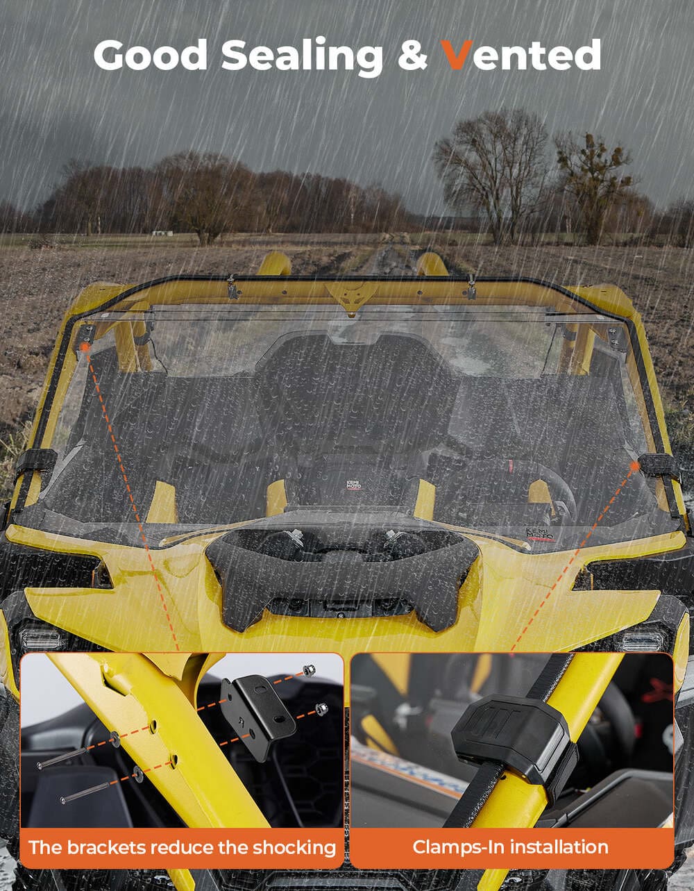 Kemimoto '24+ Can-Am Maverick R Front Full Windshield