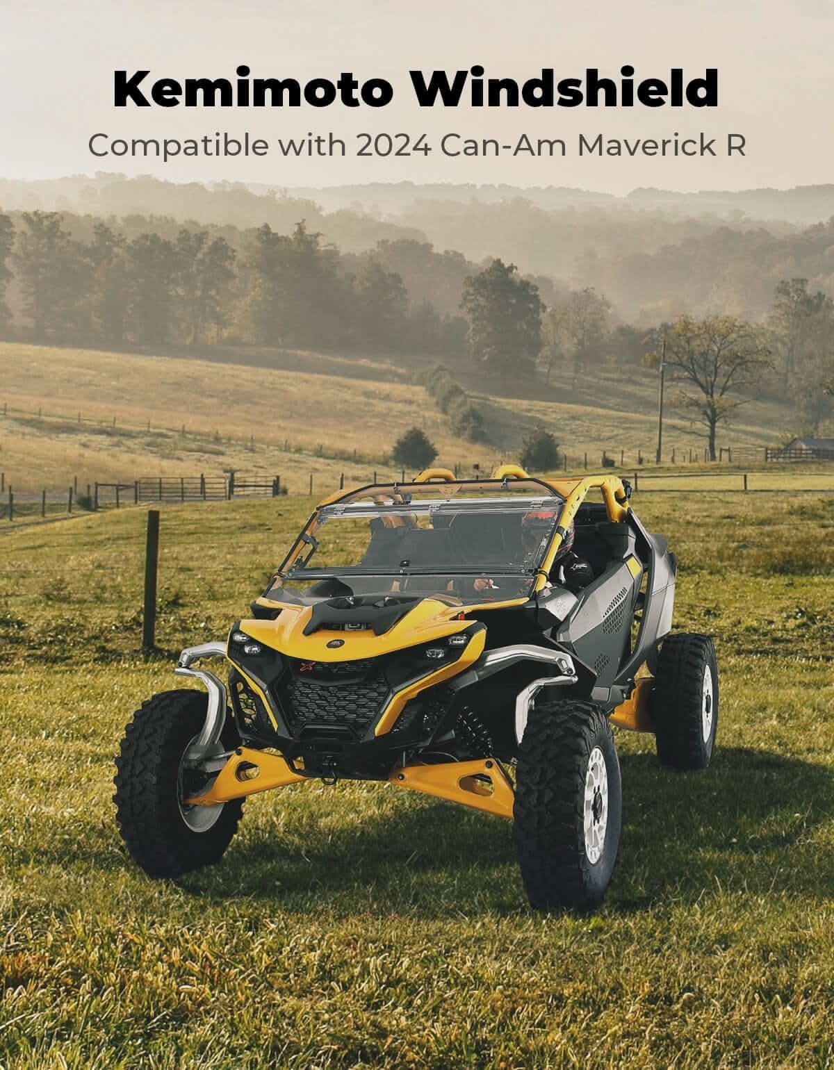 Kemimoto '24+ Can-Am Maverick R Scratch Resistant Flip Windshield