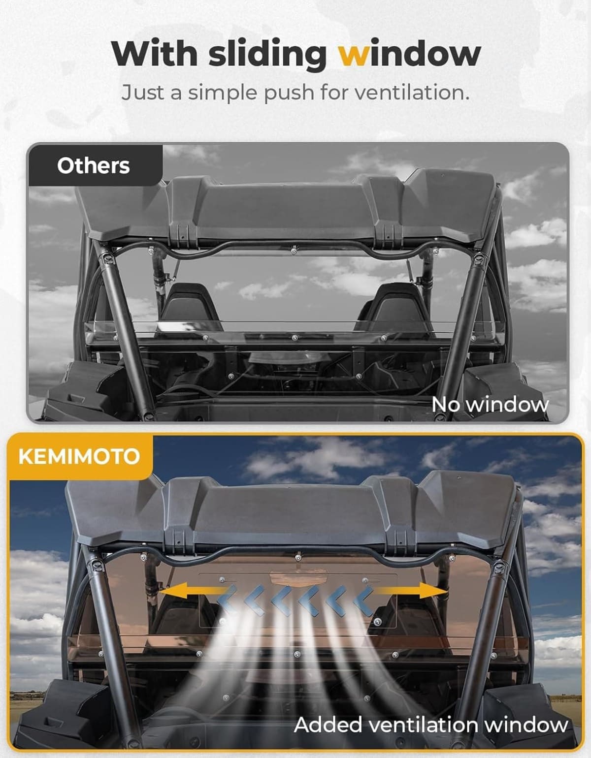 Kemimoto '24+ Polaris RZR XP 1000 Tinted Rear Windshield