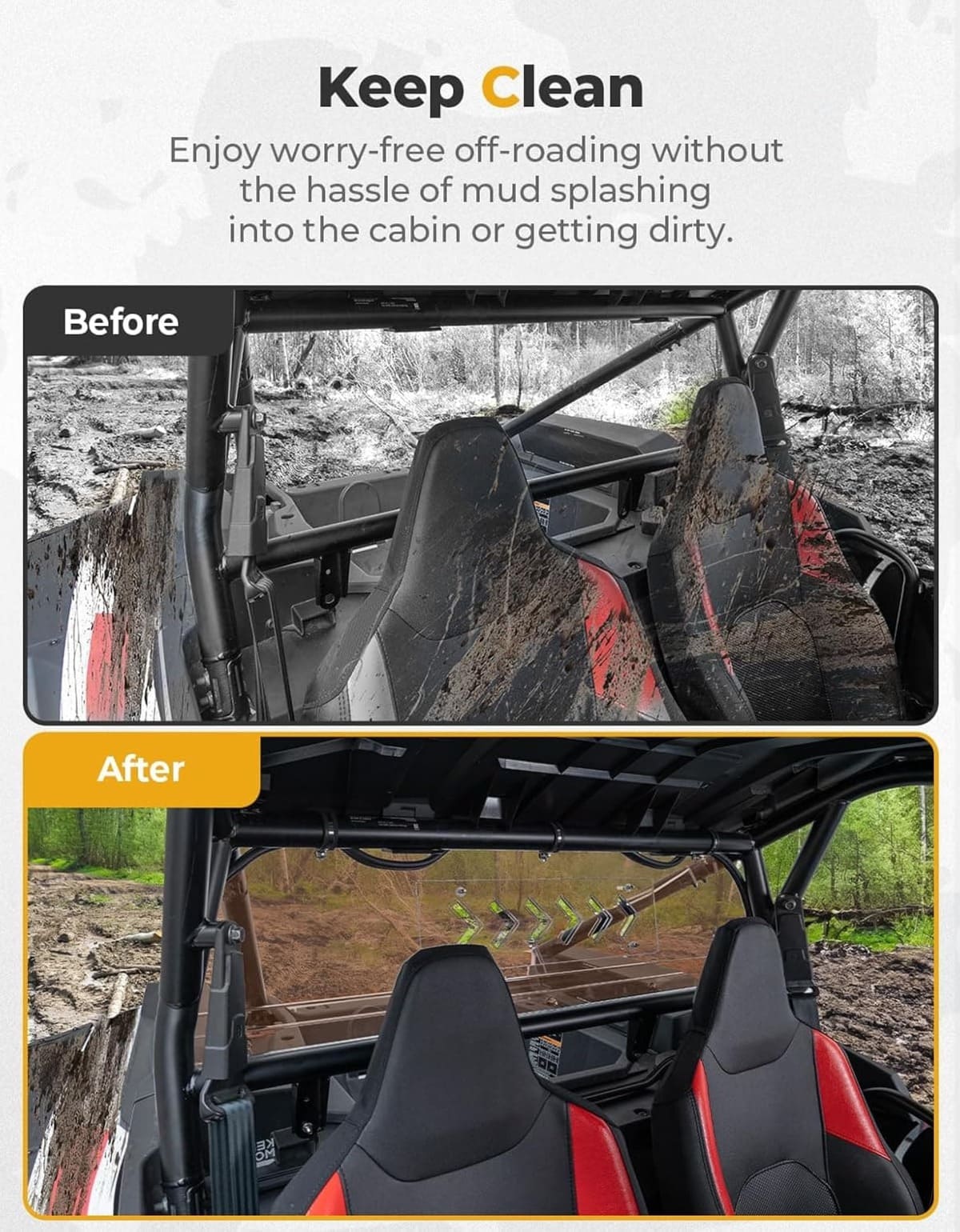 Kemimoto '24+ Polaris RZR XP 1000 Tinted Rear Windshield