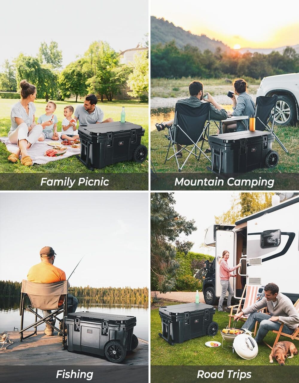 Kemimoto 45 Qt Portable Cooler with Wheels for Camping, Beach, Picnic, Fishing, Boat