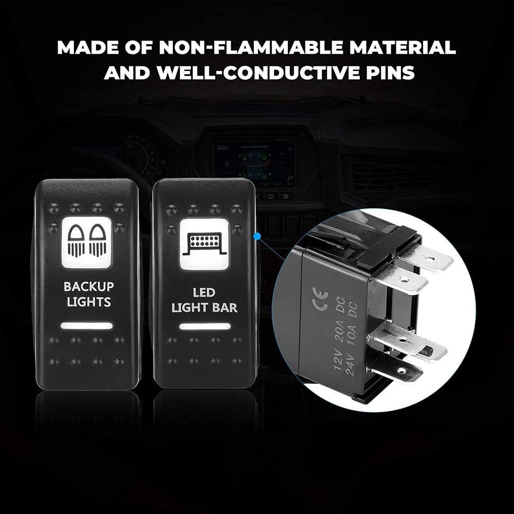 Kemimoto 5 Pin Rocker Switch & Flag Mount & Backup Whip Lights