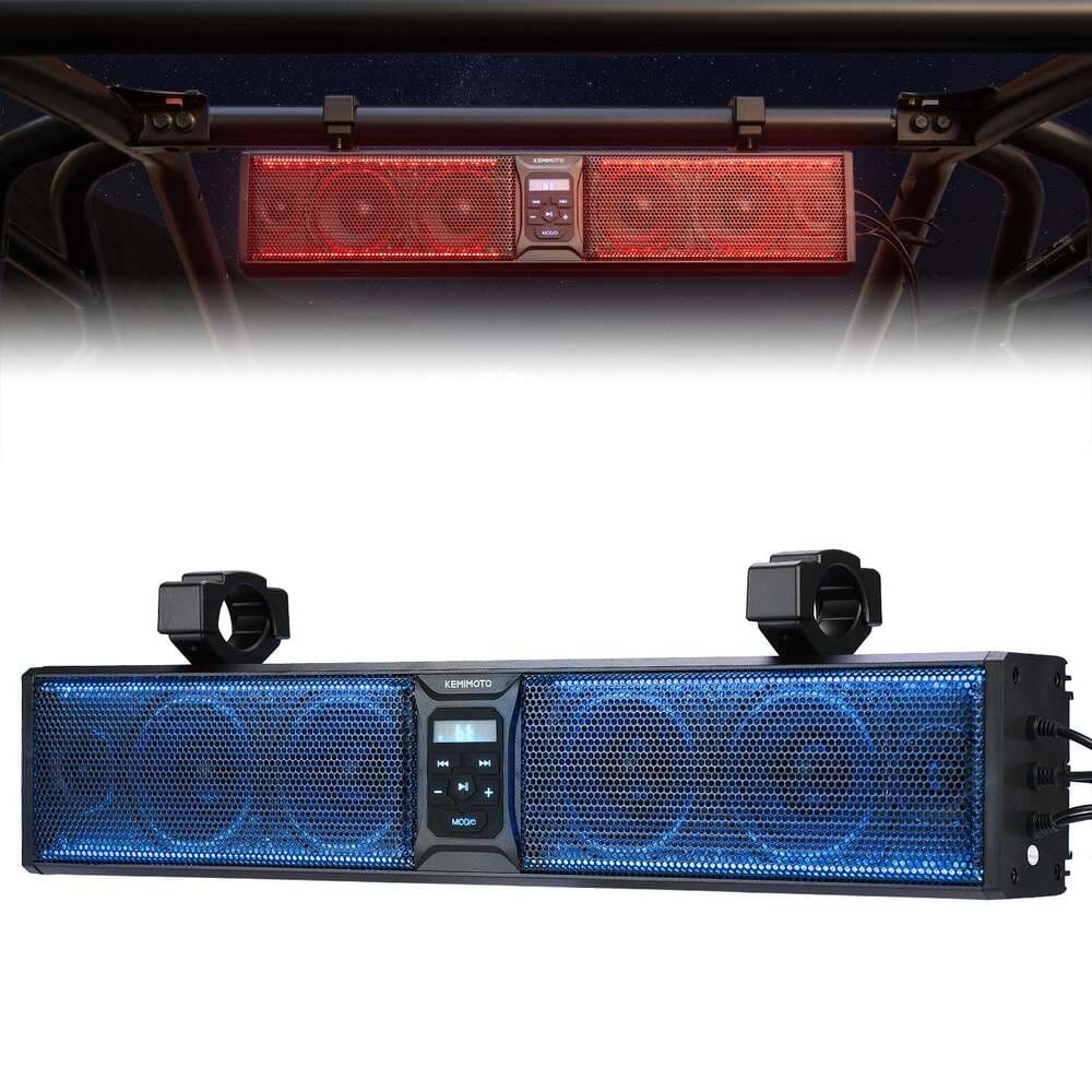 Kemimoto 6 Speaker 26" RGB Universal Sound Bar 1.75''/2.25'' Roll Bar