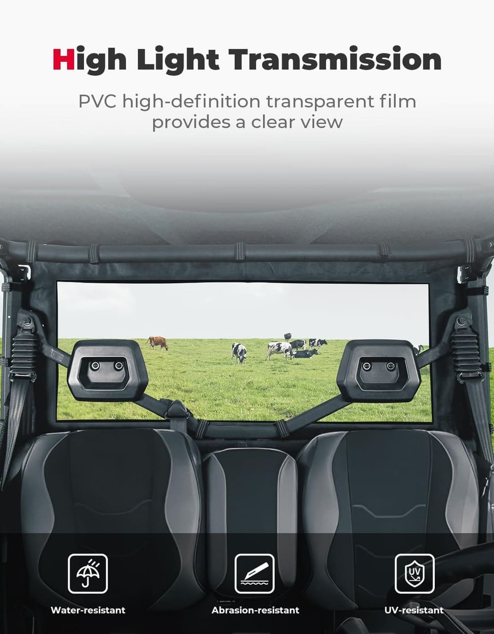 Kemimoto Can-Am Defender Fabric Soft Rear Windshield