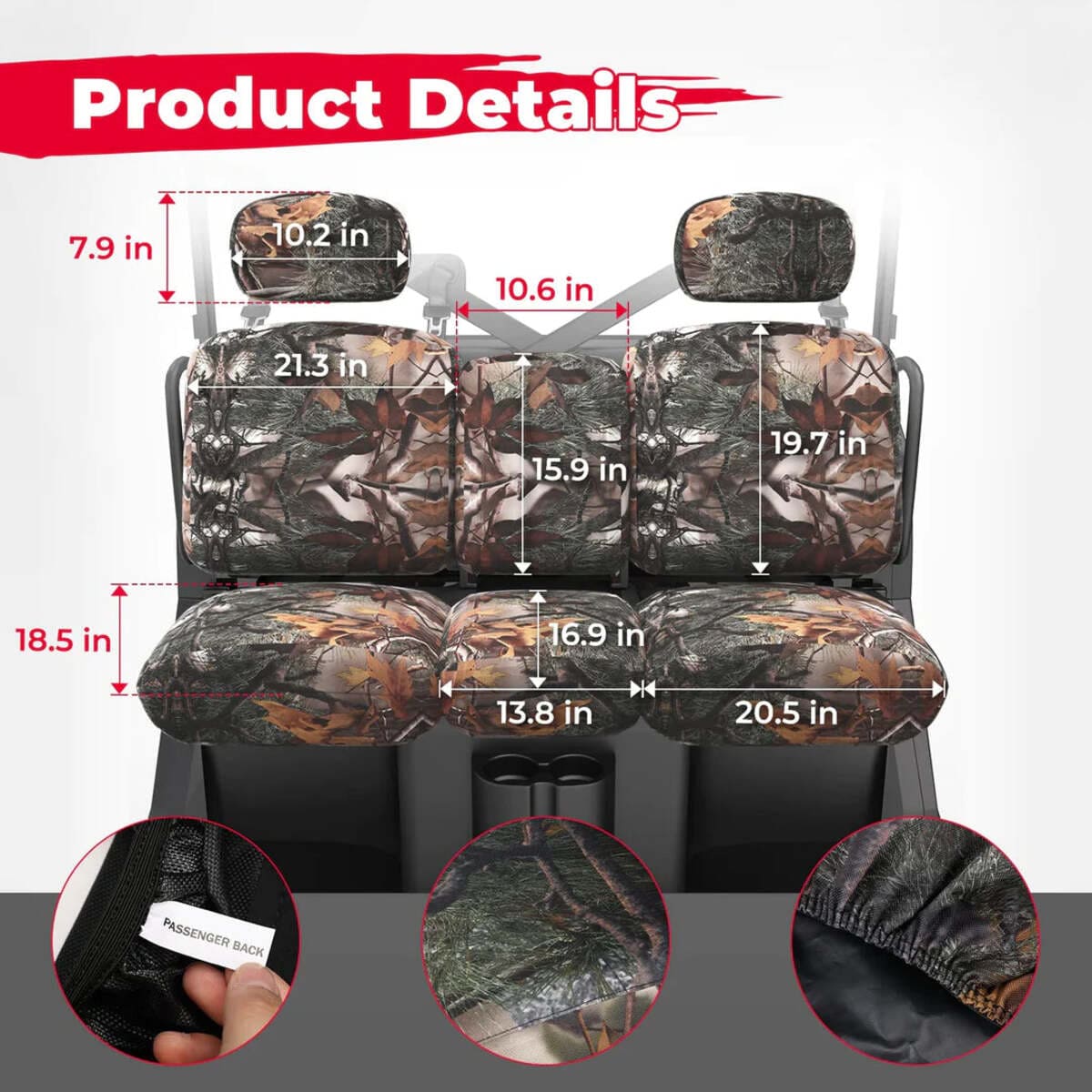 Kemimoto Can-Am Defender HD 7/8/9/10 Camouflage Seat Cover & TPE Floor Mats