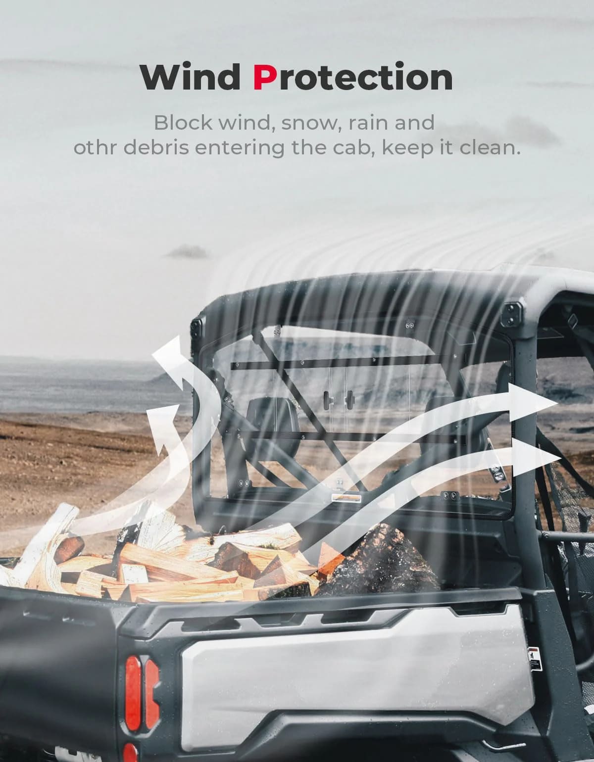 Kemimoto Can-Am Defender HD10/9/8/7/5 Sliding Rear Windshield