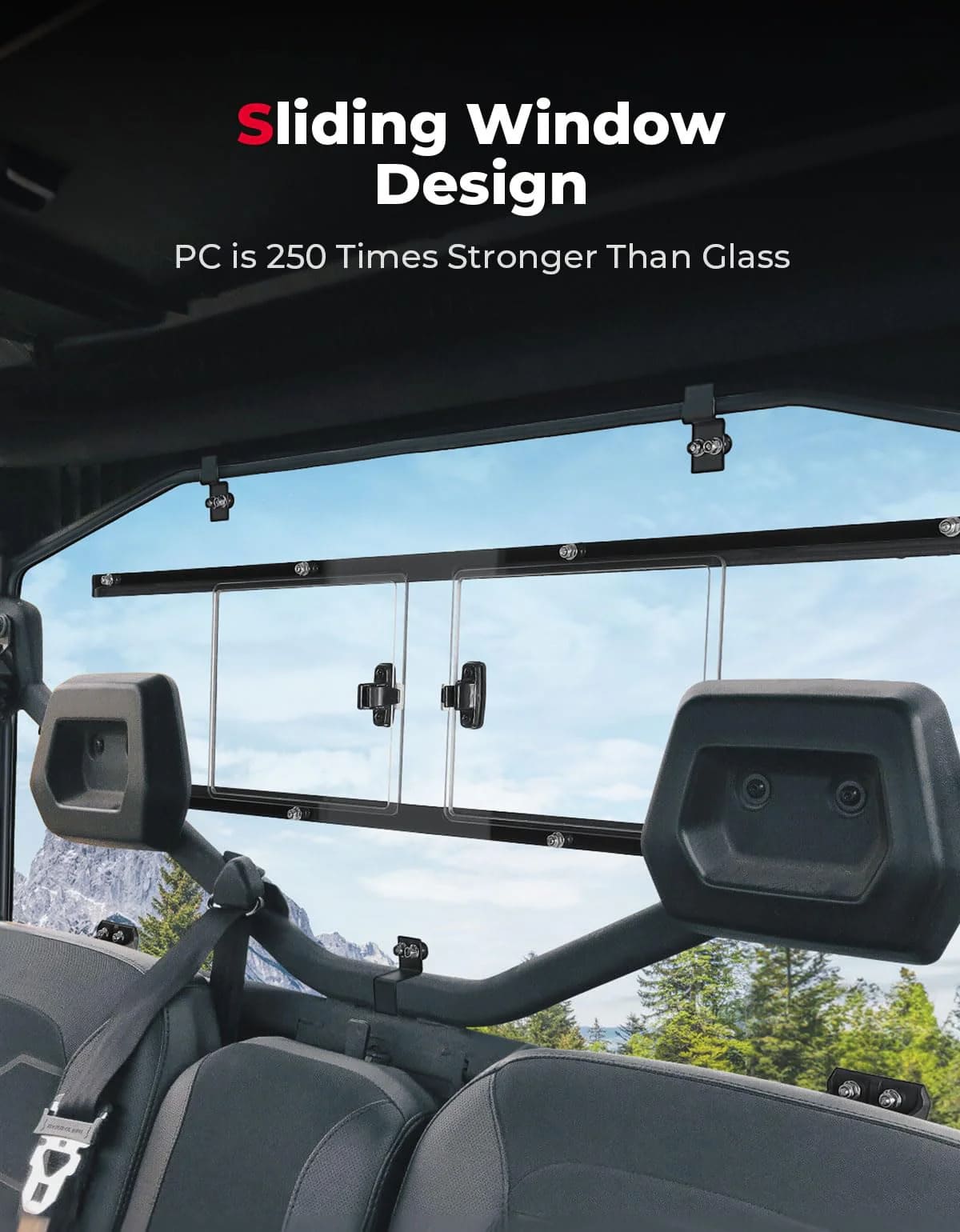 Kemimoto Can-Am Defender HD10/9/8/7/5 Sliding Rear Windshield