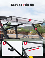 Kemimoto Can-Am Defender HD 5/8/10 1/5" Thick Polycarbonate 2-in-1 Flip Windshield