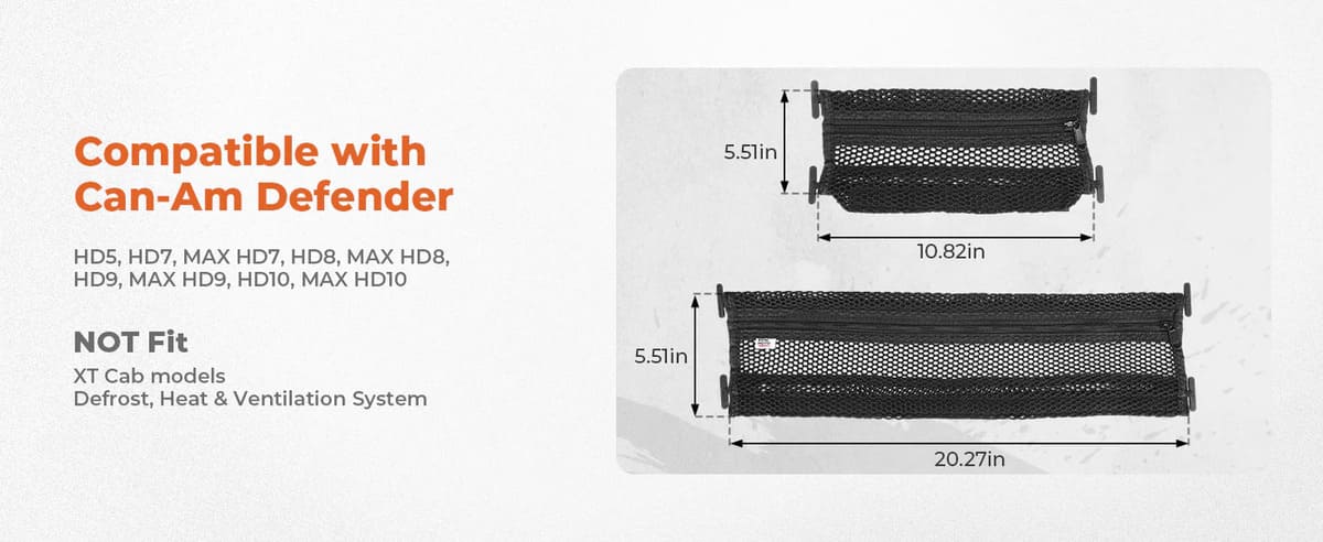 Kemimoto Can-Am Defender Dash Storage Nets - 2 Pcs