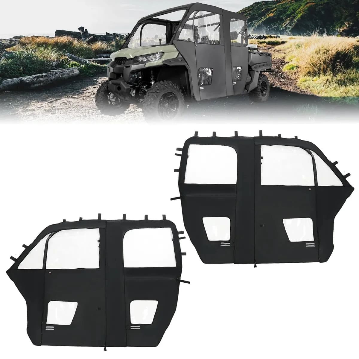 motomo hide Kemimoto Can-Am Defender Max Soft Cab Enclosure Doors