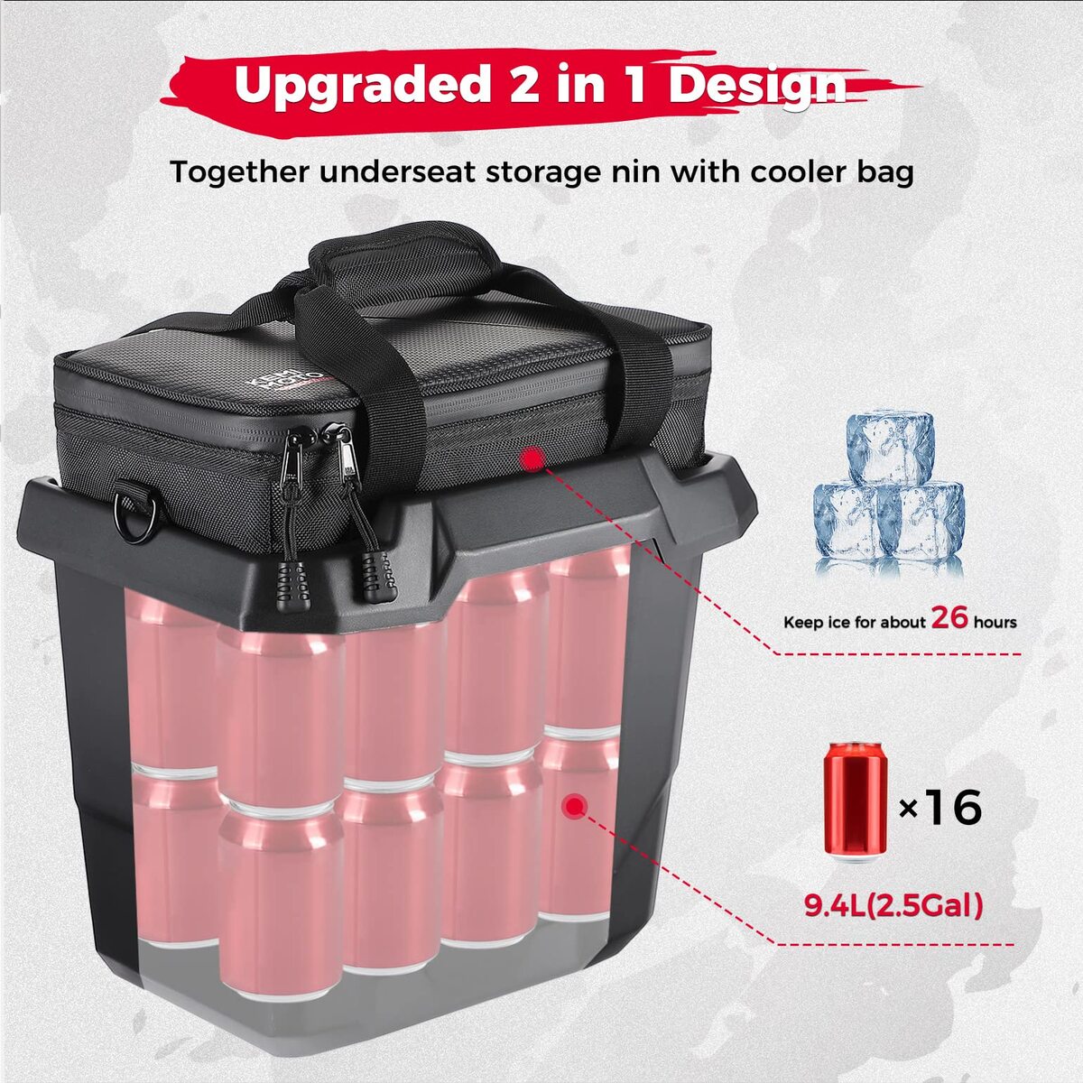 Kemimoto Can-Am Defender Underseat Storage Bin with Insulated Ice Cool