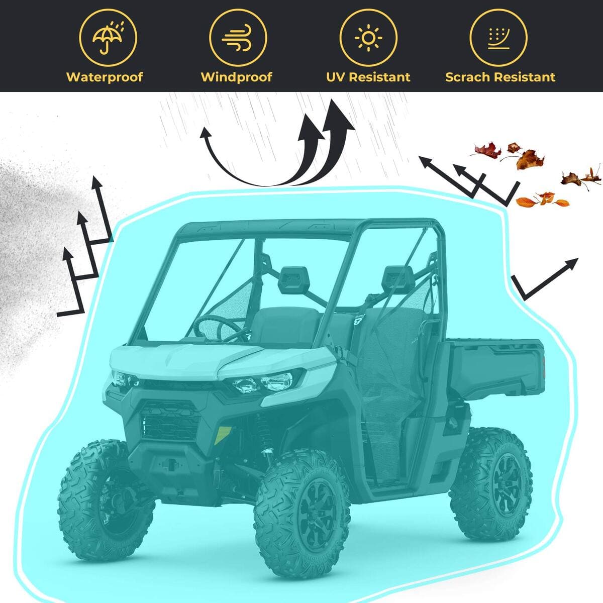 Kemimoto Can-Am Defender All Weather Protection UTV 2 Seater Cover